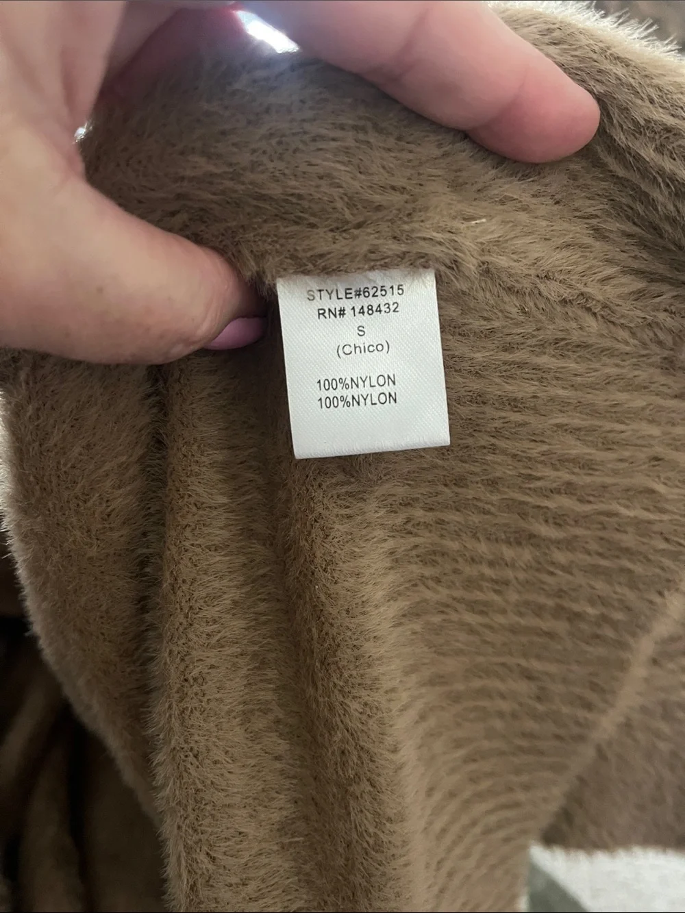 Bécool Fuzzy Open-Front Cardigan in Camel